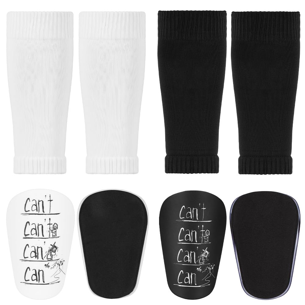 DiULi Shin Pads for Kids 4 Pack with Socks Set Essential Football Protective Gear for Kid Breathable Shin Guards for Matches Tournaments and School Sports Days (Black/White)