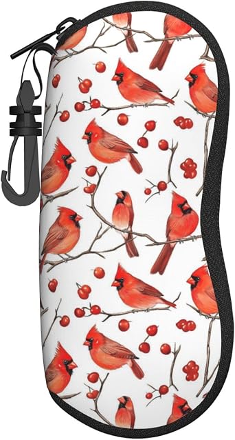 Red Northern Cardinal Retro Glasses Case Soft Sunglasses Eyeglass Case Cute Glass Pouch Box