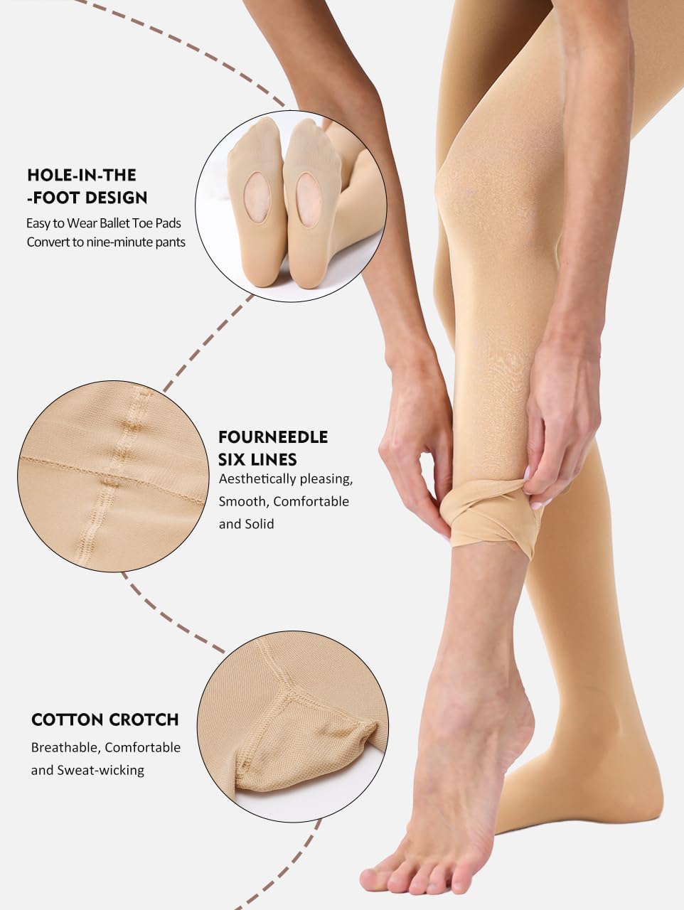 Ballet Dance Tights Girls Women Convertible Transition Ultra Soft Leggings for Toddler Kids Adult Students - Image 2