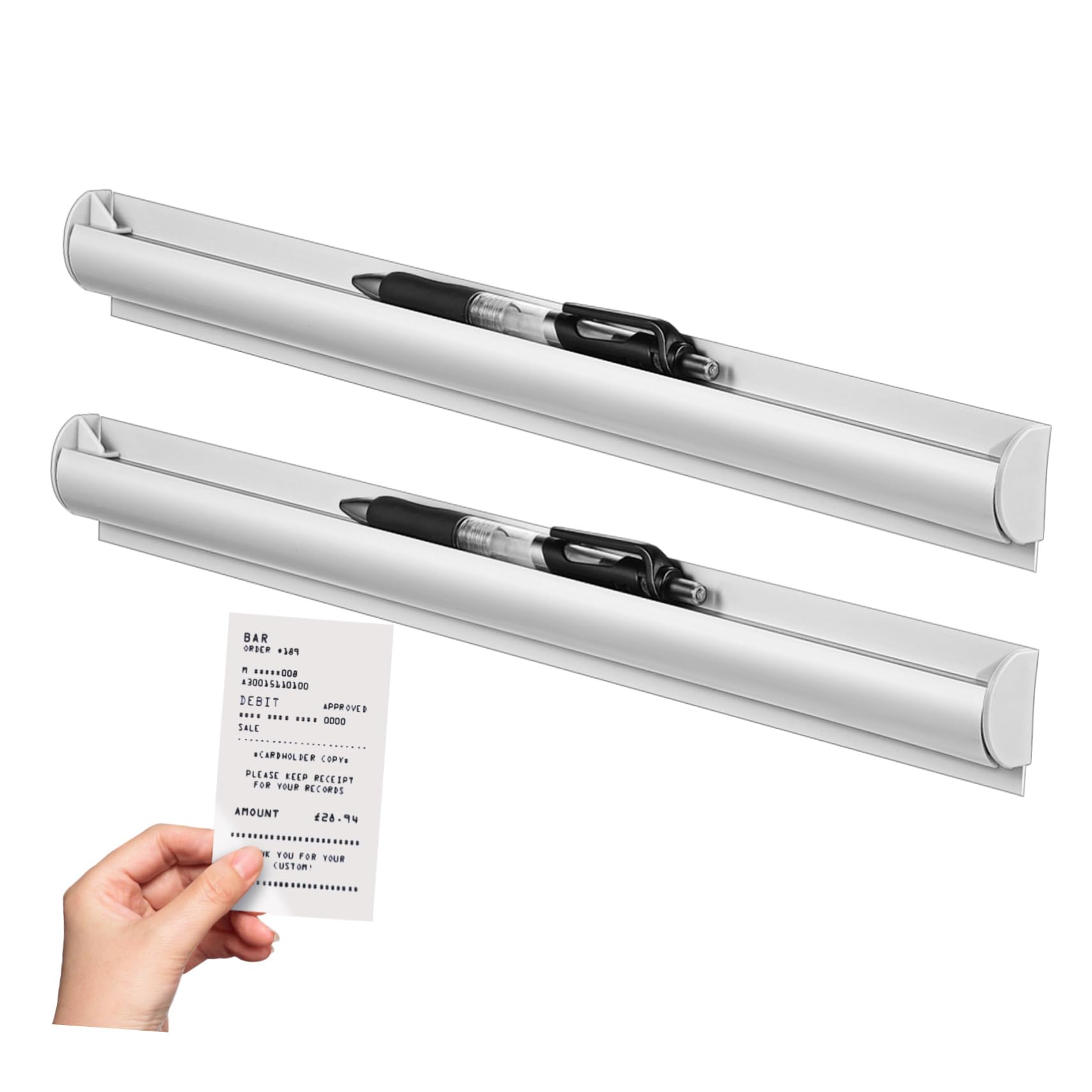 2Pcs Restaurant Slide Check Mounted Receipt Holder for Efficient Order Management No Drilling Required for Kitchen and Takeout Orders