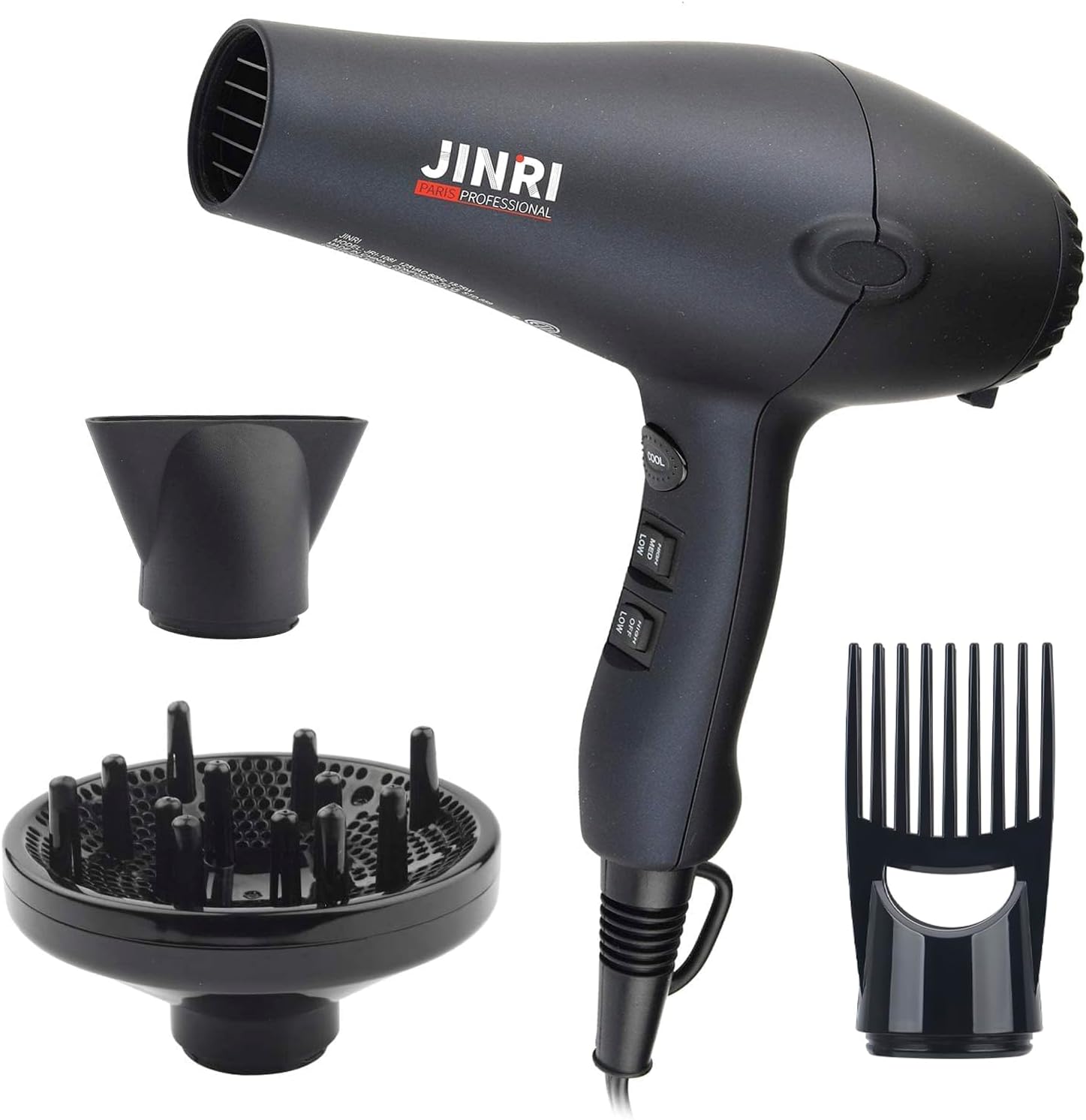 1875w Professional Tourmaline Hair Dryer,Negative Ionic Salon Hair Blow Dryer,DC Motor Light Weight Low Noise Hair Dryers with Diffuser & Concentrator & Comb