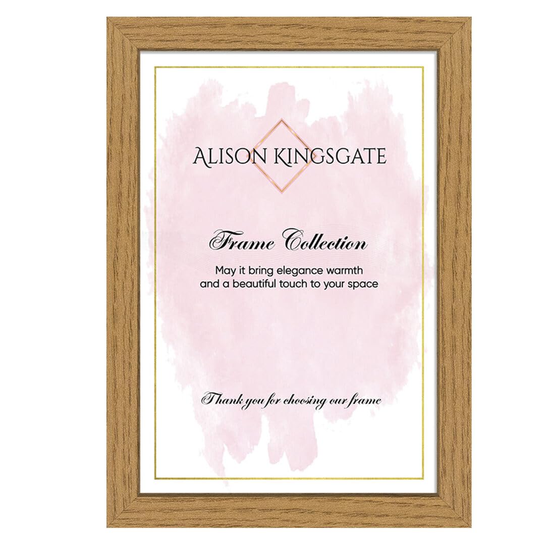 Alison Kingsgate Thin A3 OAK- Photo Frame-Engineered Wood Picture Frames with Shatterproof Perspex - Ideal for Certificates & Artwork-Wall Mount or Tabletop - Multiple Sizes & Colours Available