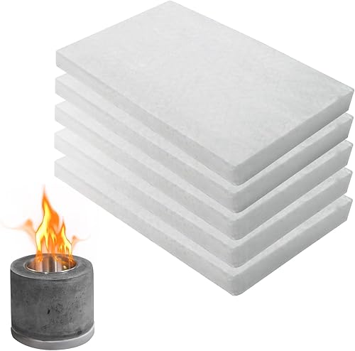 MADHOLLY Paquete de 5 lanas de cerámica de alta calidad de 12 x 8 x 1 pulgada de grosor para fogata de mesa portátil para extender el tiempo de