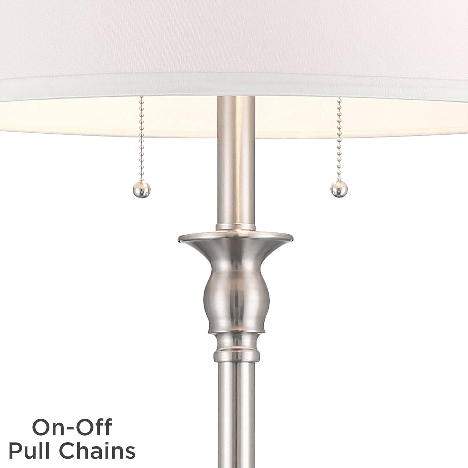 360 Lighting Spenser Transitional Traditional 58" Tall Standing Floor Lamp Skinny Pole Pull Chain Silver Metal Brushed Nickel Finish Living Room Bedroom House Reading Office Home Decor Entryway