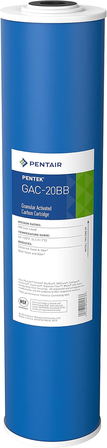 Pentair Pentek Big Blue Water Filtration System Bundle with GAC-20BB Carbon Filter and DGD-2501-20 Sediment Filter