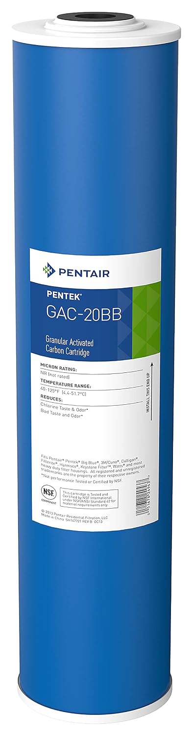 Pentair Pentek GAC-20BB Big Blue Carbon Water Filter, 20-Inch, Whole House Heavy Duty Granular Activated Carbon (GAC) Replacement Cartridge, 20" x 4.5"