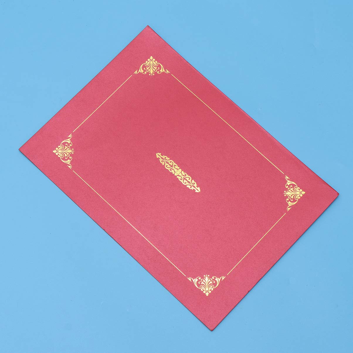 Toyvian 10Pcs Red Certificate Holders Diploma Document Covers with Gold Foil Border for Letter Size Paper (Purplish Red) - Image 4