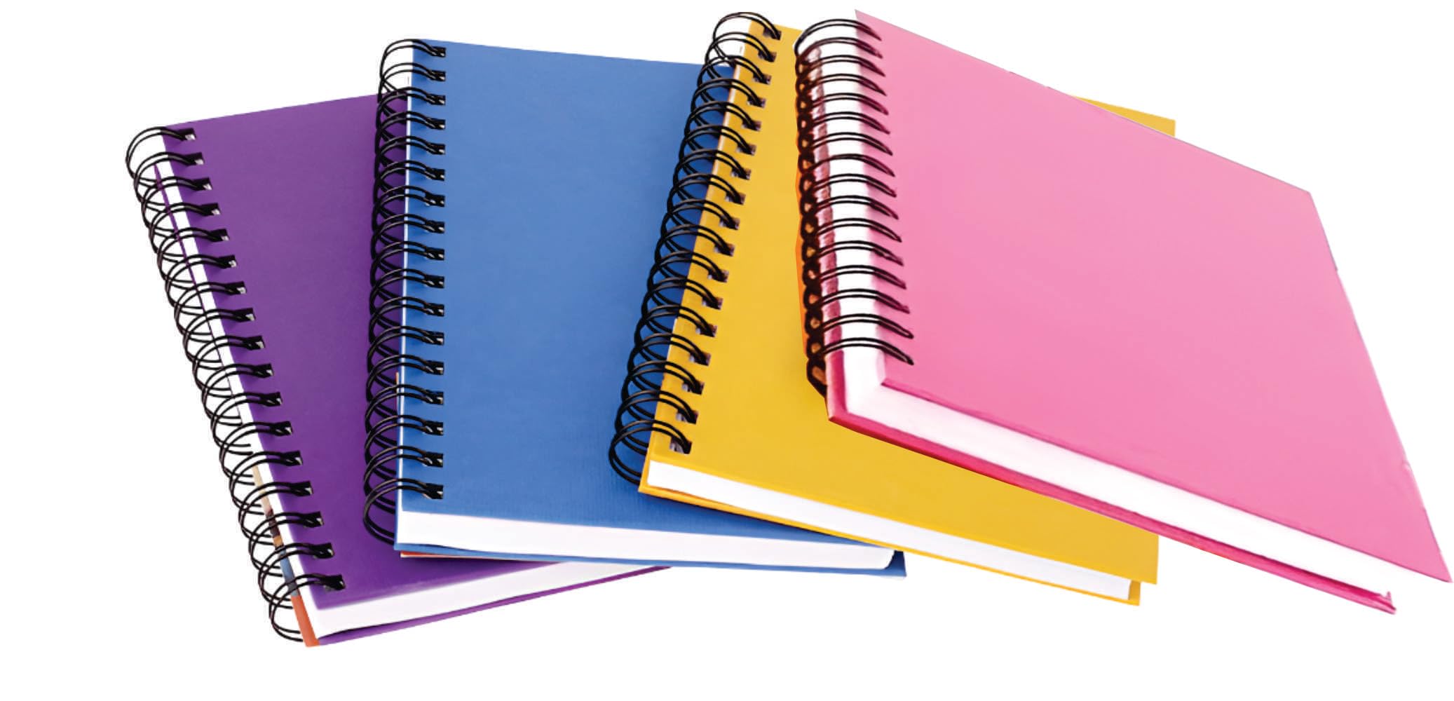 Akki Wold College Spiral Notebook, Unruled Blank Pages, 21.5 x 29.5 cm, A4 Size, pack of 4, 200 Pages, Writing, Journal, Notepad, Sketchbook
