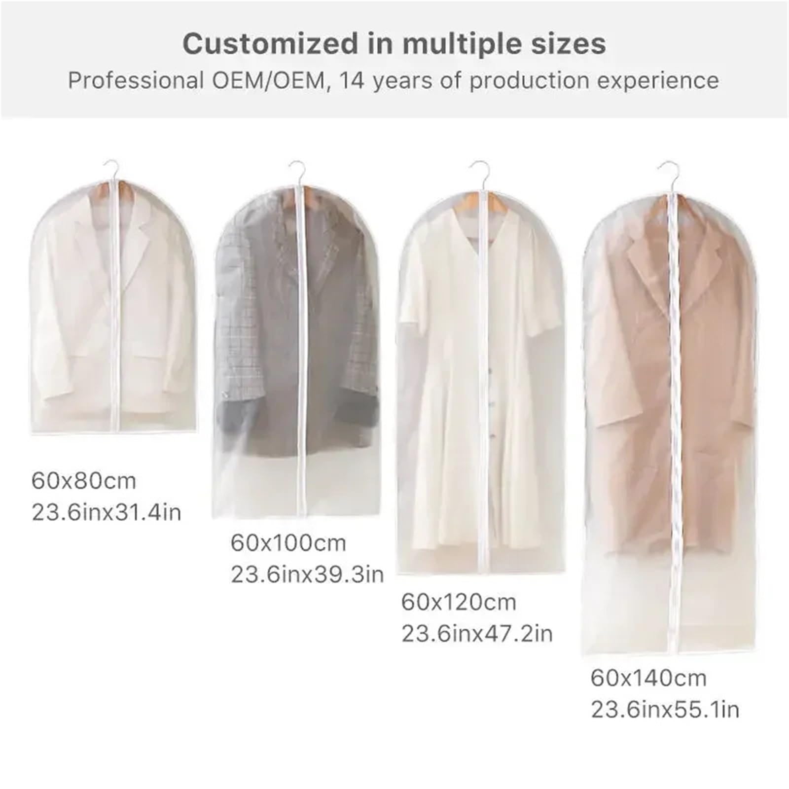 Funda antipolvo lavable para ropa para almacenamiento de trajes y vestidos, organizadores de armario, 60 x 80 cm, varios paquetes disponibles