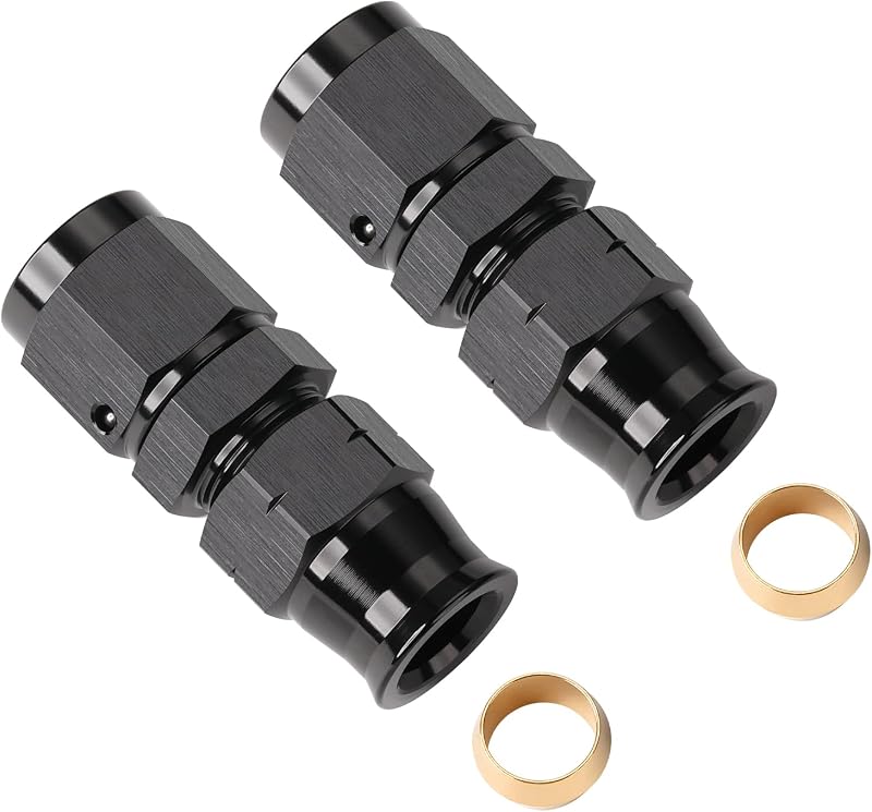 Adaptador reto Podavelle 6AN fêmea para tubo rígido de 3/8" – Alumínio preto, 2 unidades