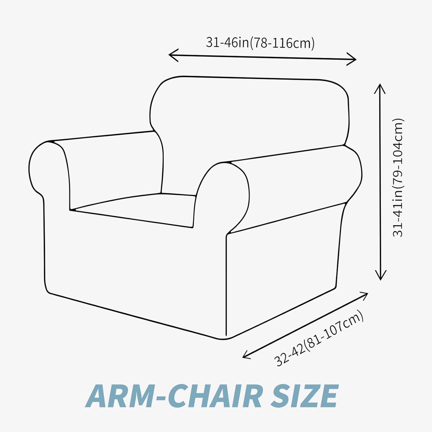 JIVINER Super Stretch Chair Sofa Slipcovers 1-Piece Jacquard Chair Covers for Living Room Soft Anti Slip 1 Seater Couch Furniture Protector Small Checks for Kids Pets (Chair, Grey)