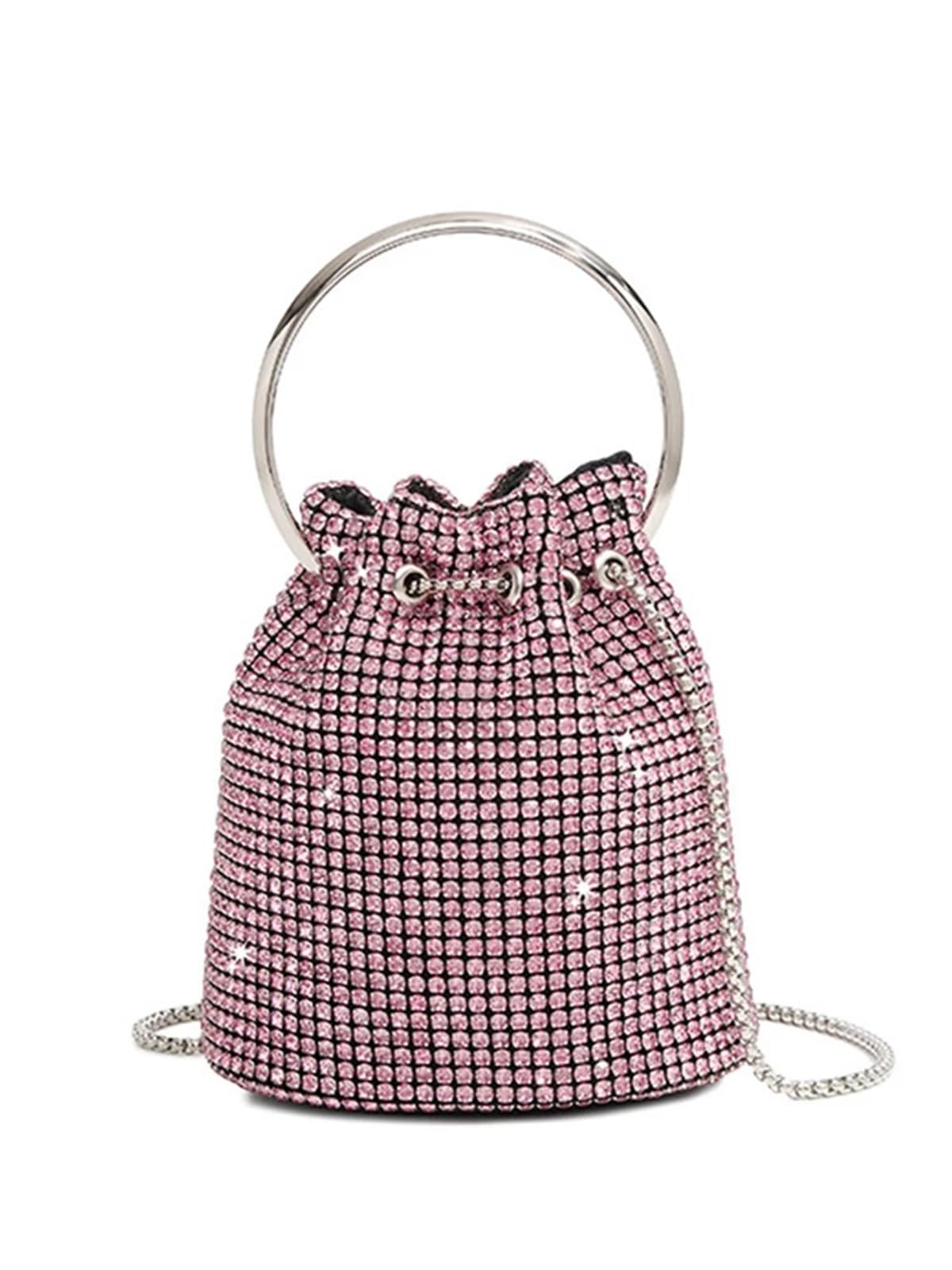 Bolso Fiesta Pedreria Bolso Tipo Cubo for Mujer, Bolso de Hombro, Bolsos Redondos con Cadena for Mujer, Bolso de Mano de Cristal Brillante, Bolso con Diamantes de imitación(Green)