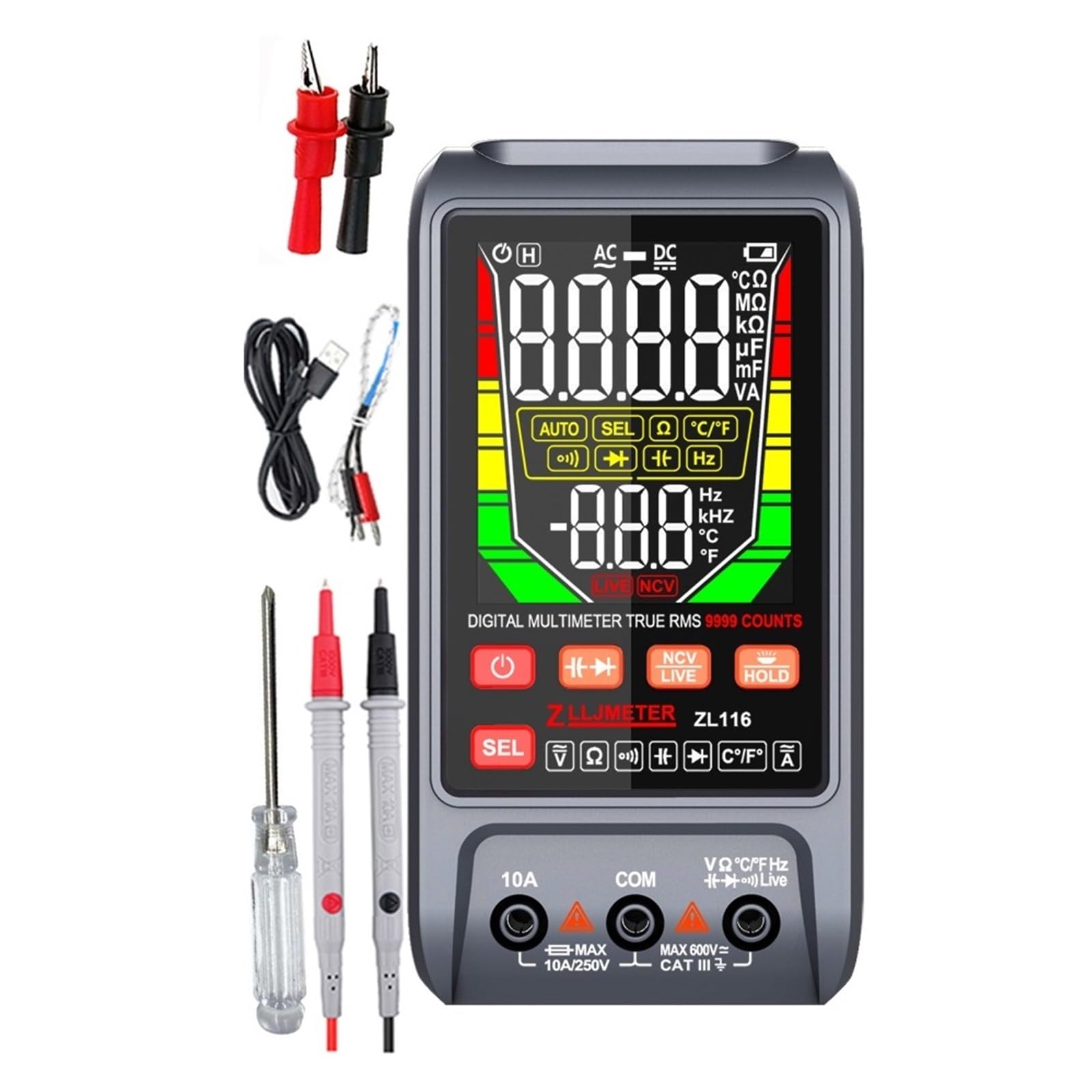 Multimetro Digitale DC AC Multimetro Tester Di Capacità Tester Manuale Di Tensione Misuratore Di Tensione True RMS Tester For Transistor Strumento For Elettricista Risoluzione dei problemi con velocit