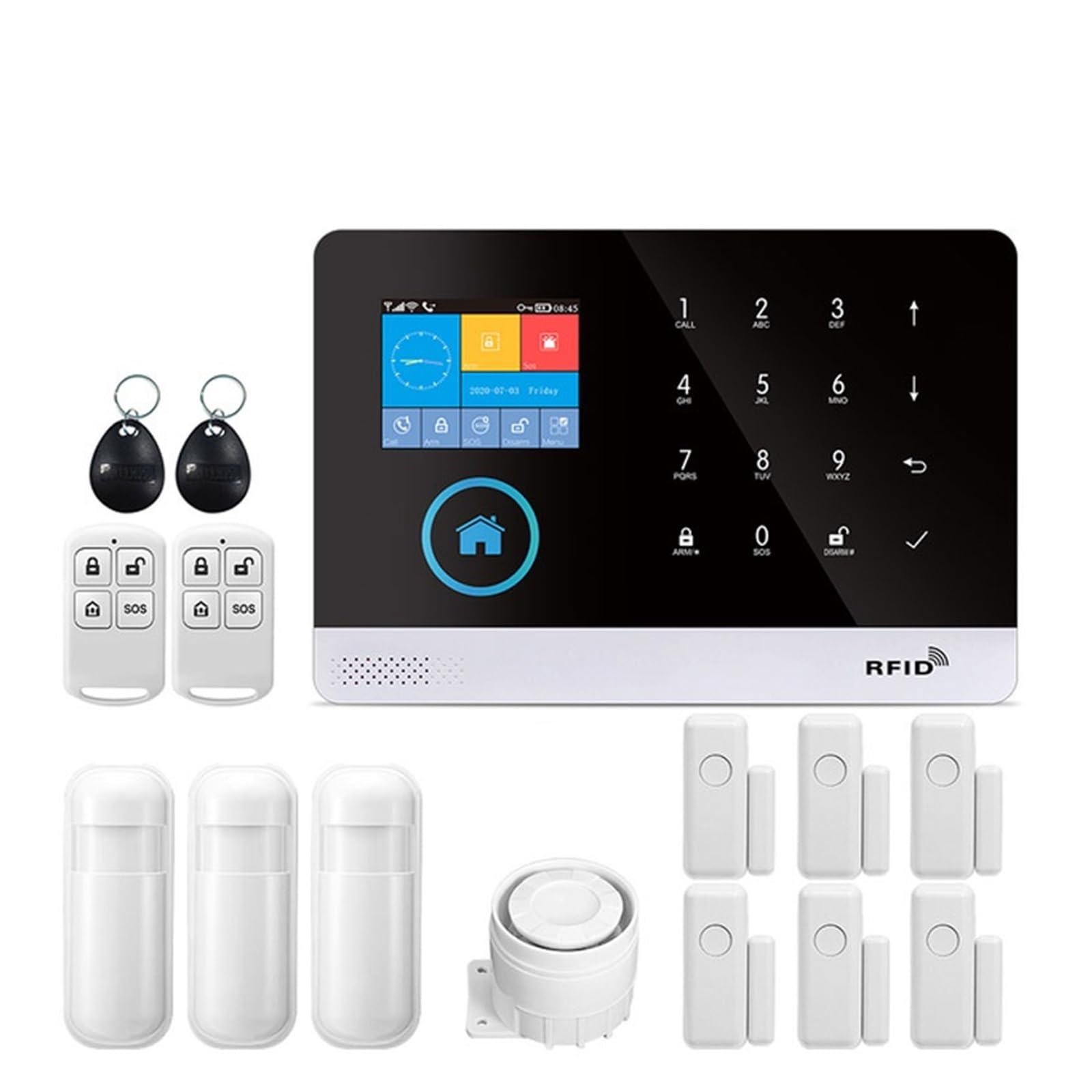 Alarmas de seguridad para el hogar De alarma for seguridad antirrobo en el hogar 433MHz GSM alarma inalámbrica Tuya Smart House App Control Sensores de puertas/ventanas(Set 6)