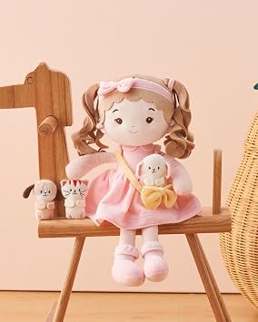 LeyaDoll Personalized Soft Baby Doll 16'',Rag Doll for 1 Year Old Girl Gift