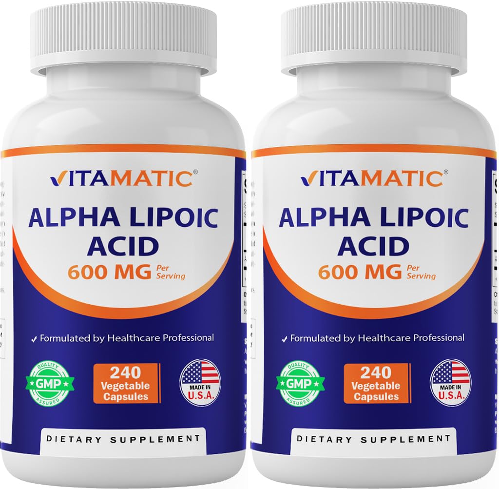 Vitamatic Alpha Lipoic Acid 600 mg Per Serving, 240 Veg Capsules - 2 Pack