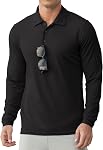 Askdeer Polos de golf manches longues pour hommes Léger UPF 50+ Chemises de col de performance Summer Casual Tee