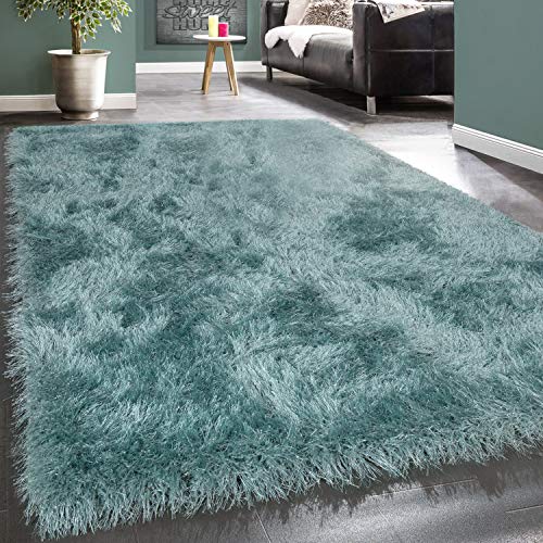 Paco Home Hochflor Teppich Wohnzimmer Schlafzimmer Shaggy Einfarbig Flauschig Modern, Grösse:80x150 cm