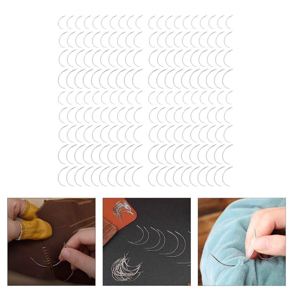 REDYY Curved Needle,180Pieces Curved Needle C Type Leather Needle Curved Sewing Needle for Hand Sewing, Carpet Leather Canvas Repair