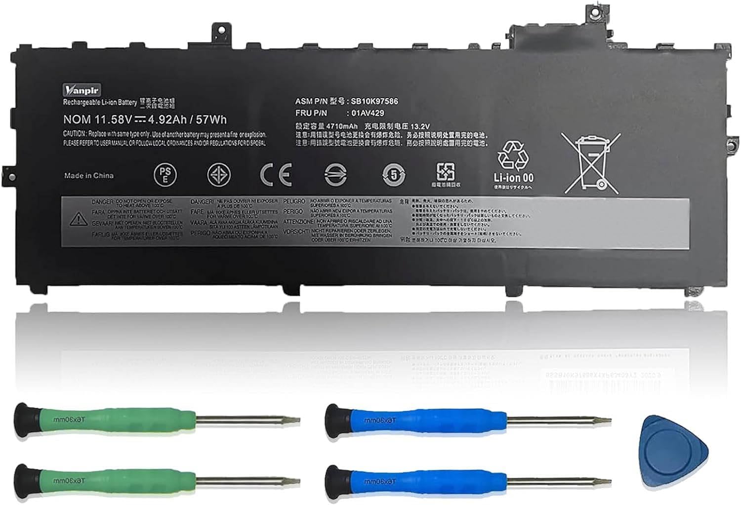 01AV429 01AV430 Laptop Battery 11.58V 57Wh 4920mAh Replacement for Lenovo ThinkPad X1 Carbon 5th Gen (2017)/ X1 Carbon 6th Gen 2018 Series 01AV431 01AV494