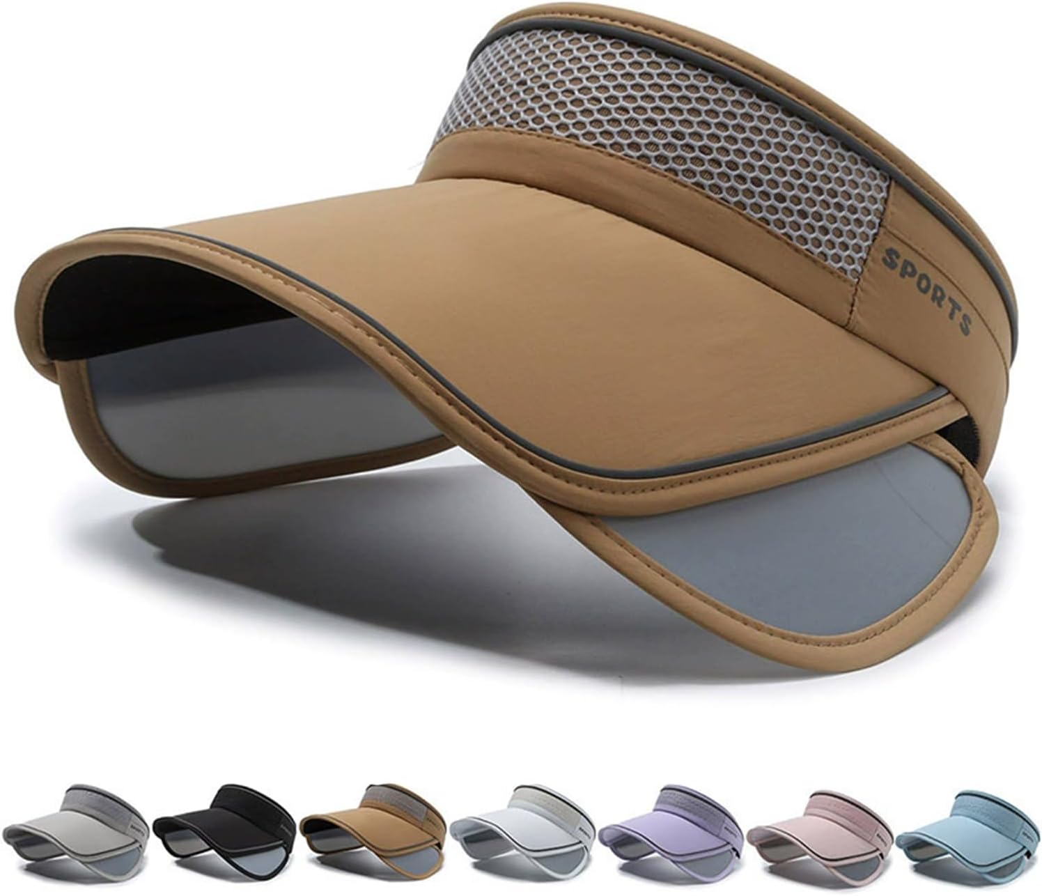 Peicees Sun Visors with Wide Brim for Women Men UPF50+ UV Sun Protection Cap for Golf Tennis Beach Running Hiking Sports