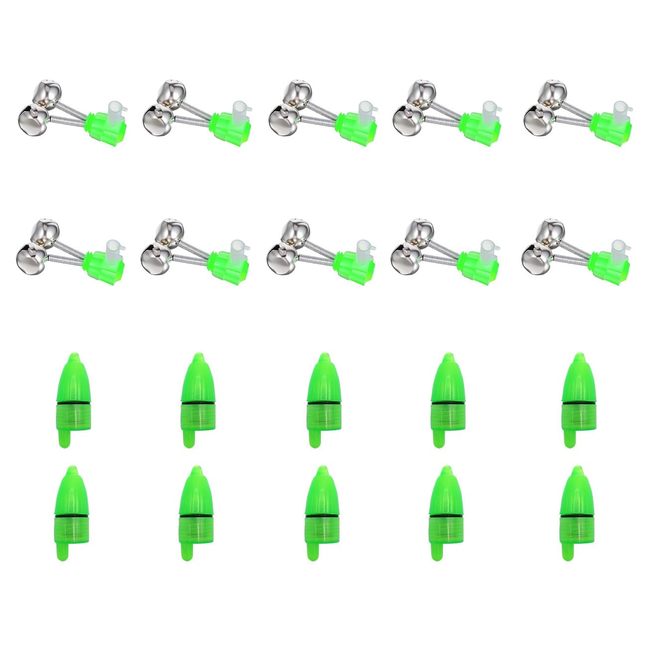 Gaodercha 20Pcs Fishing Rod Bells Spiral Fishing Bite Alarm Indicator with Dual Alert Bells Stainless Steel Fishings Bell on Rods For Fishings Enthusiasts