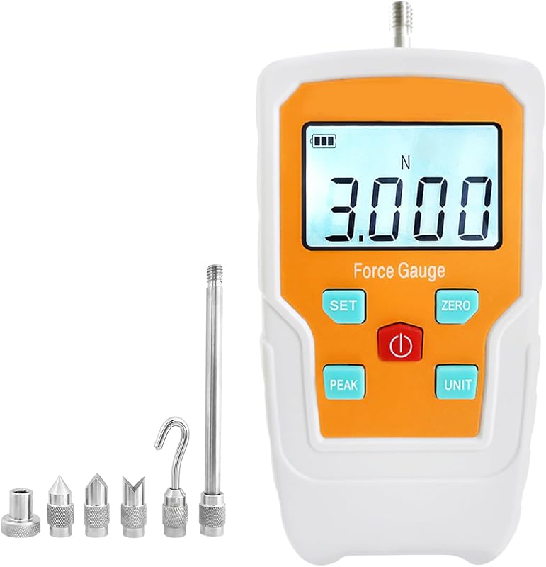 Digital Force Gauge Push and Pull Meter Dynamometer Tension Pressure Tester Thrust Meter Compression Load Plug Force Destructive Tests 3N/0.3kg/0.65lb