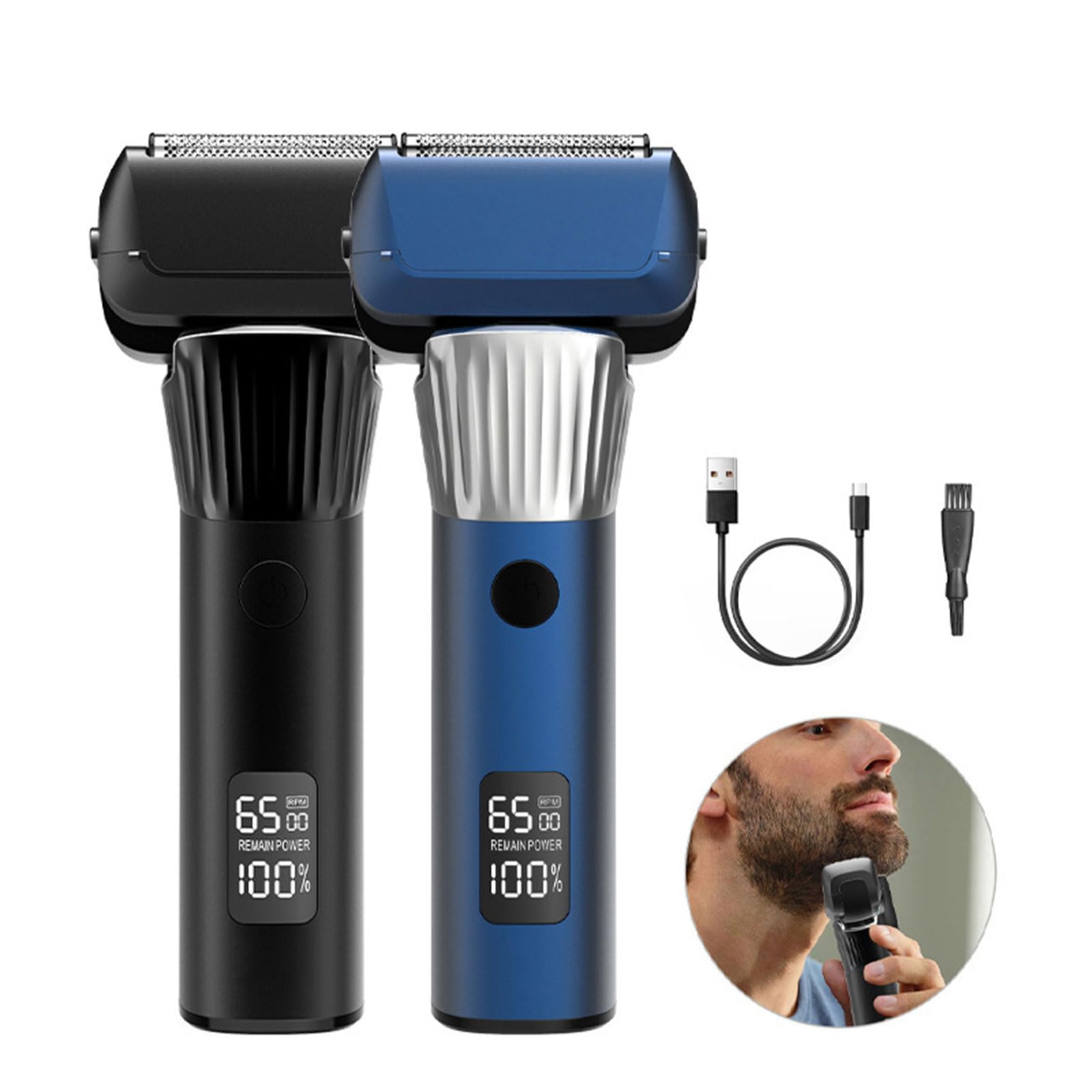 Rasoio elettrico da uomo ricaricabile Piccola macchina da barba Texture ABS adatta per viaggi facili e rasature veloci Trimmer ricaricabile da viaggio Strumento per toelettatura da uomo con schermo