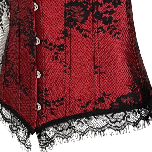 Image of Women's Lace up Gothic Jacquard Shoulder Straps Tank Overbust Shaper Corset Bustiers Top