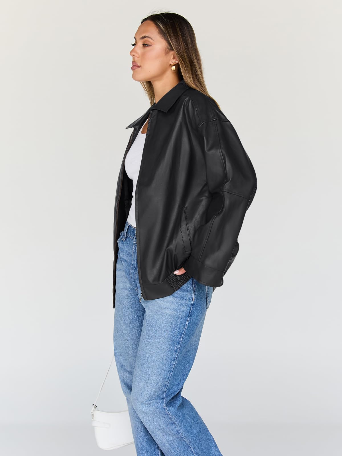 Trendy Queen Eztrd279 Chaqueta de cuero oversize para mujer Mujer (Pack de 1)