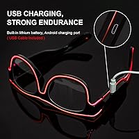 Vista 63 de Ainiv Gafas de luz inalámbrica, 3 modos, LED luminosas, que brillan en la oscuridad, para fiestas, DJ, EDM, Halloween, Navidad Inalámbrico - Rosa