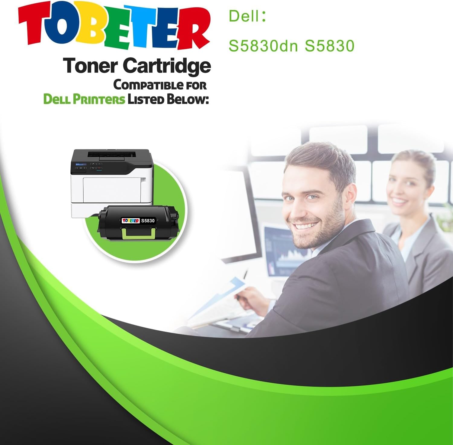 ToBeter S5830 S5830dn Toner (25K Pages) Replacement for Dell S5830dn S5830 Printer Toner Cartridge 2JX96 8XTXR 593-BBYS CVTJ8, 1 Pack S5830dn 2JX96 High-Yield Toner Cartridge Black, 25,000 Pages