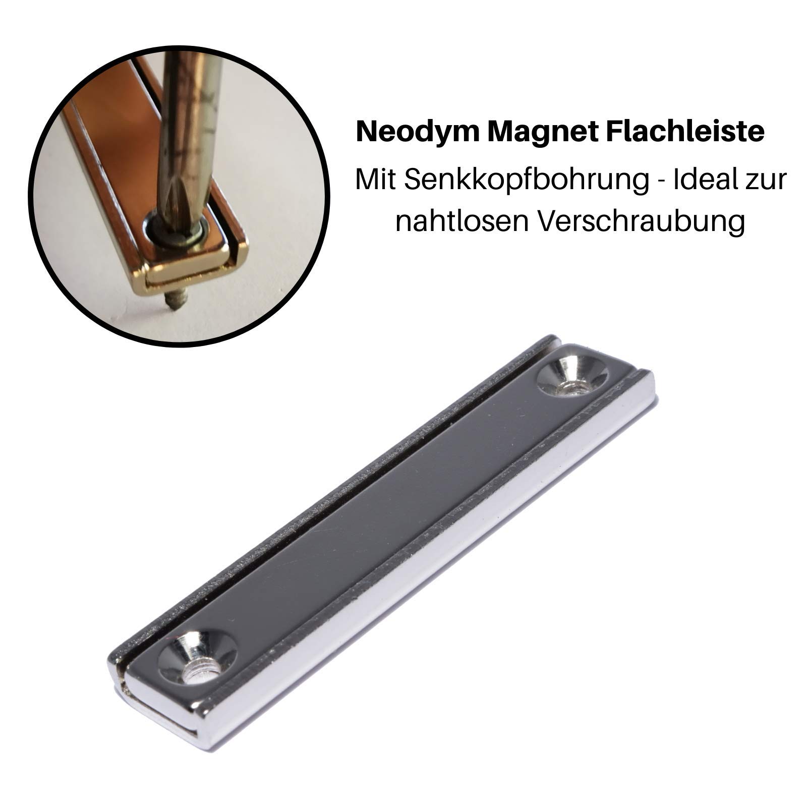 Magnes neodymowy z otworem wpuszczanym - bardzo silne magnesy doniczkowe 110 mm x 13,5 mm - 38 kg siła ciągnąca - chwytak płaski z M3 - otwór wpuszczany [4 sztuk]