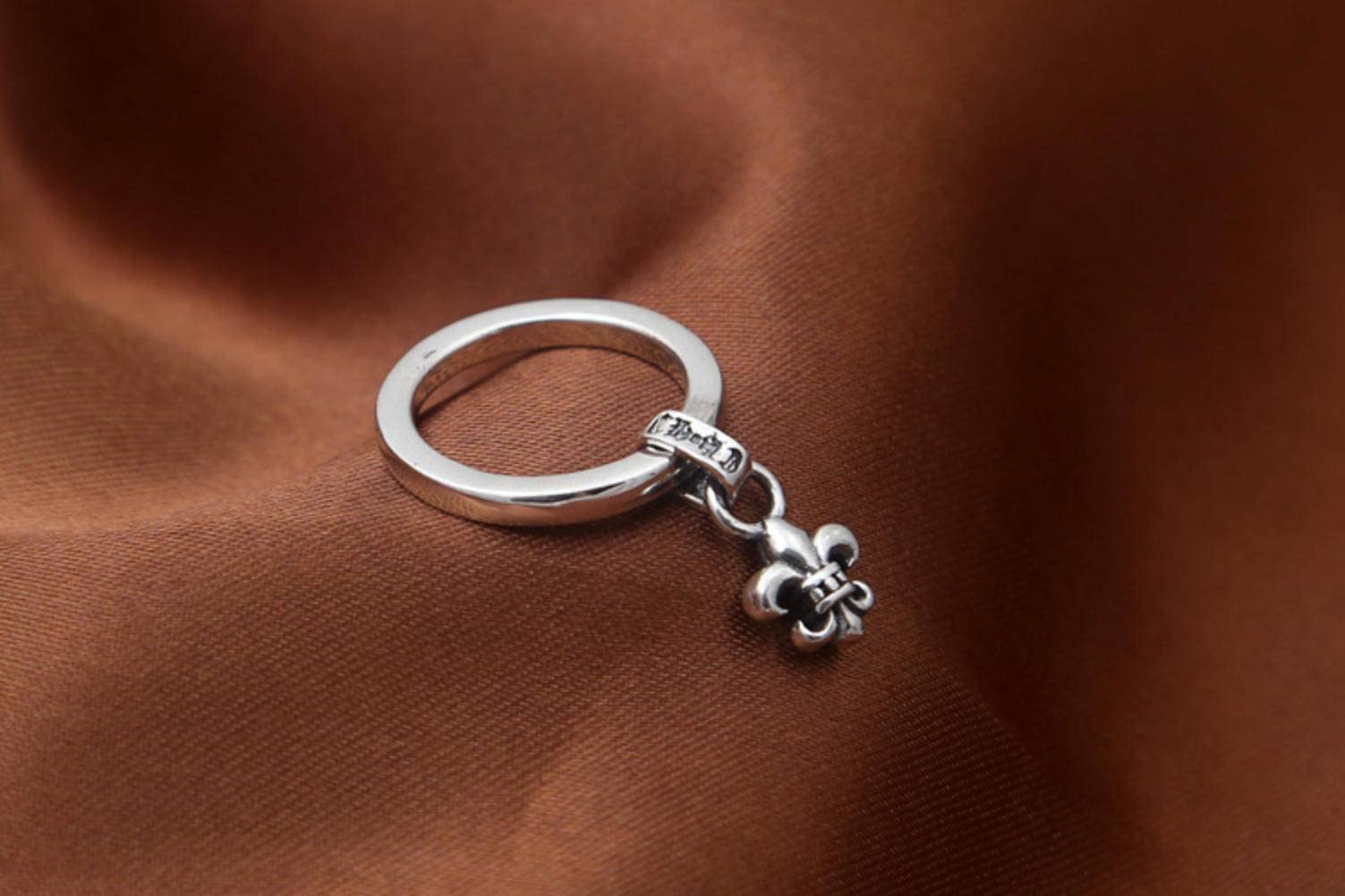 Ring de Dedo Abierta de Metal esterlina S925 Joyería de Metal de esterlina, Personalidad de Metal Vintage Cross Anchor Cross Posting Pareja Regalos para Amantes de Metal, 19#