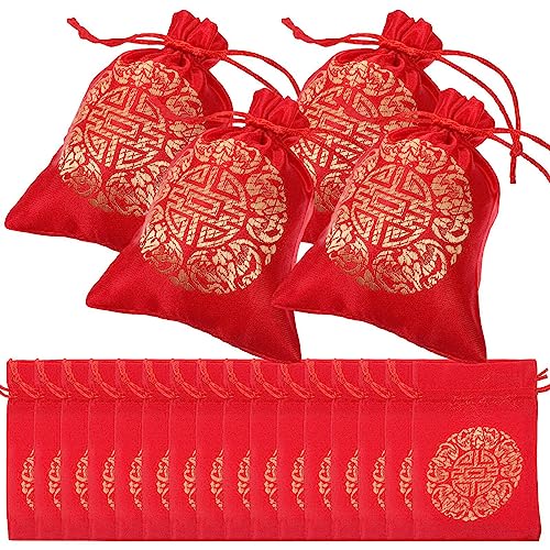 CLISPEED 20pcs Candy Bags for Year Celebration Decorative Drawstring Pouches for Jewelry Sweets Elegant Design for Spring Festival Lunar Year Events
