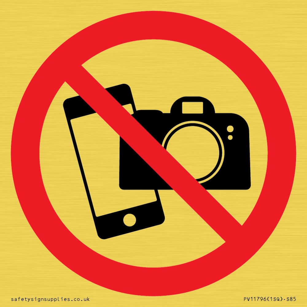P932 Prohibition: No filming or photography Sign - 85x85mm - S85