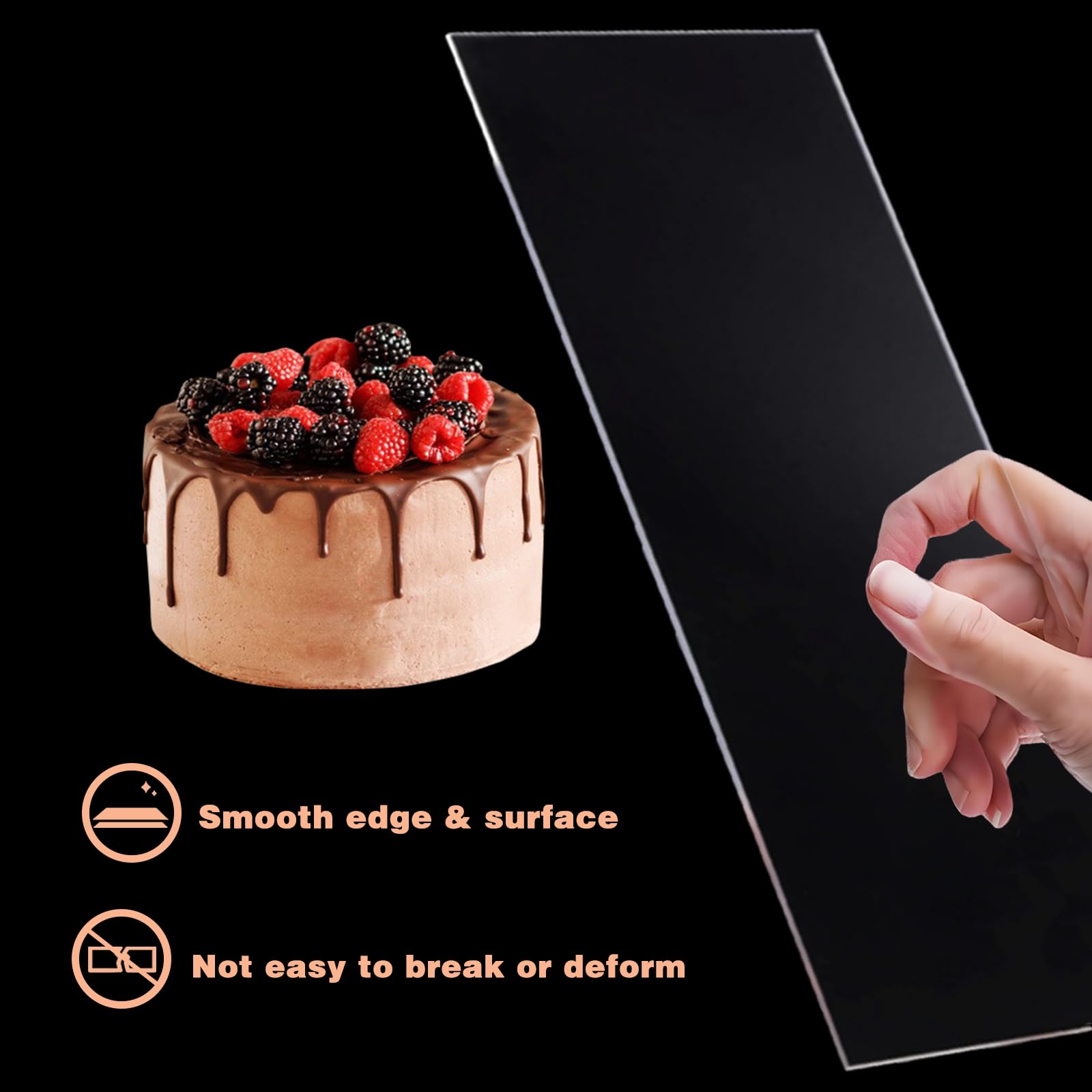 Juego de 4 rascadores acrílicos para decoración de tartas, suministros grandes y transparentes para glaseado, perfecto para glaseado de crema de mantequilla con 7 formas diferentes, duradero