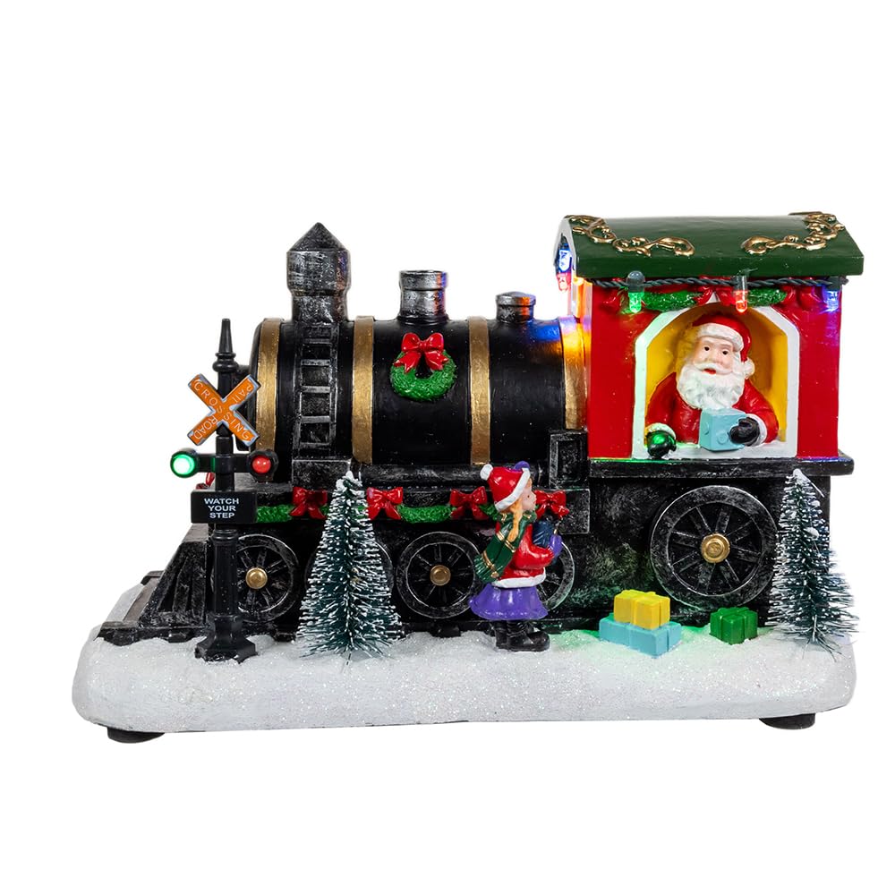 Train du Père Noël musical Kurt Adler décoration lumineuse de table
