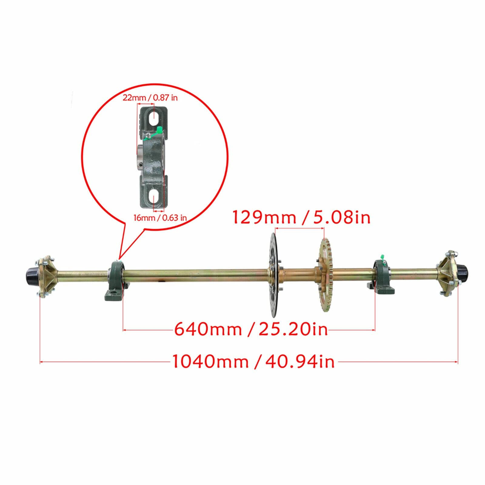 Live Axle With Sprocket And Brake 44-Inch Rear Axle Brake Kit For DIY ...