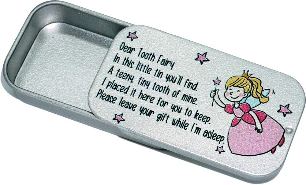 Tooth Fairy Keepsake Tiny Tin Box Pink or Blue Stars Child Childrens (Pink Stars)