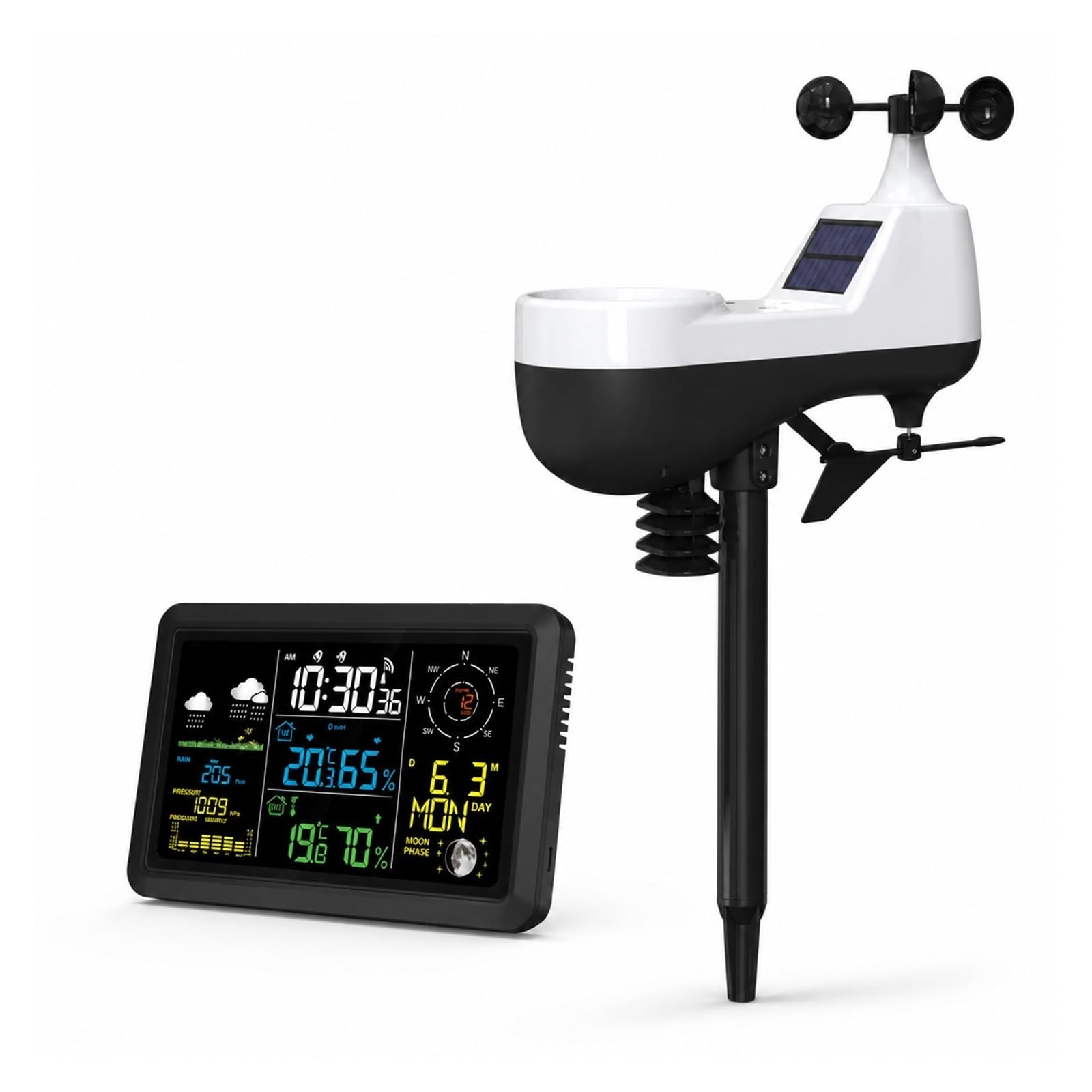 Deszczomierz, Cyfrowa Stacja Pogodowa Anemometr I Miernik Deszczu(Black)
