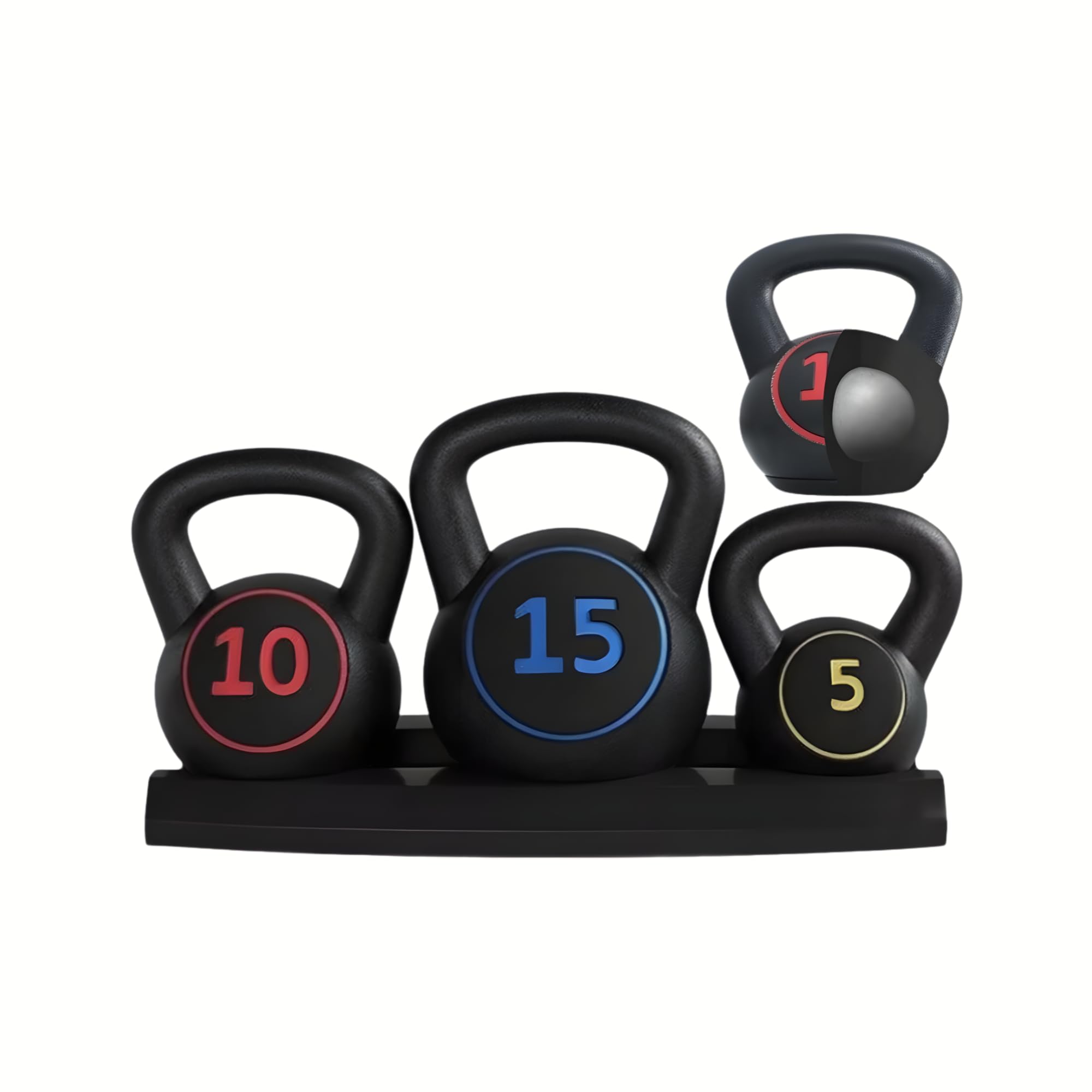 Fitness Vinyl Kettlebell Weight 5/10/15lbs Durable PVC Coated Fitness vinyl Functional Fitness Bodybuilding Rust-Resistant Functional Strength Body Conditioning Workout Core Strength Home Training