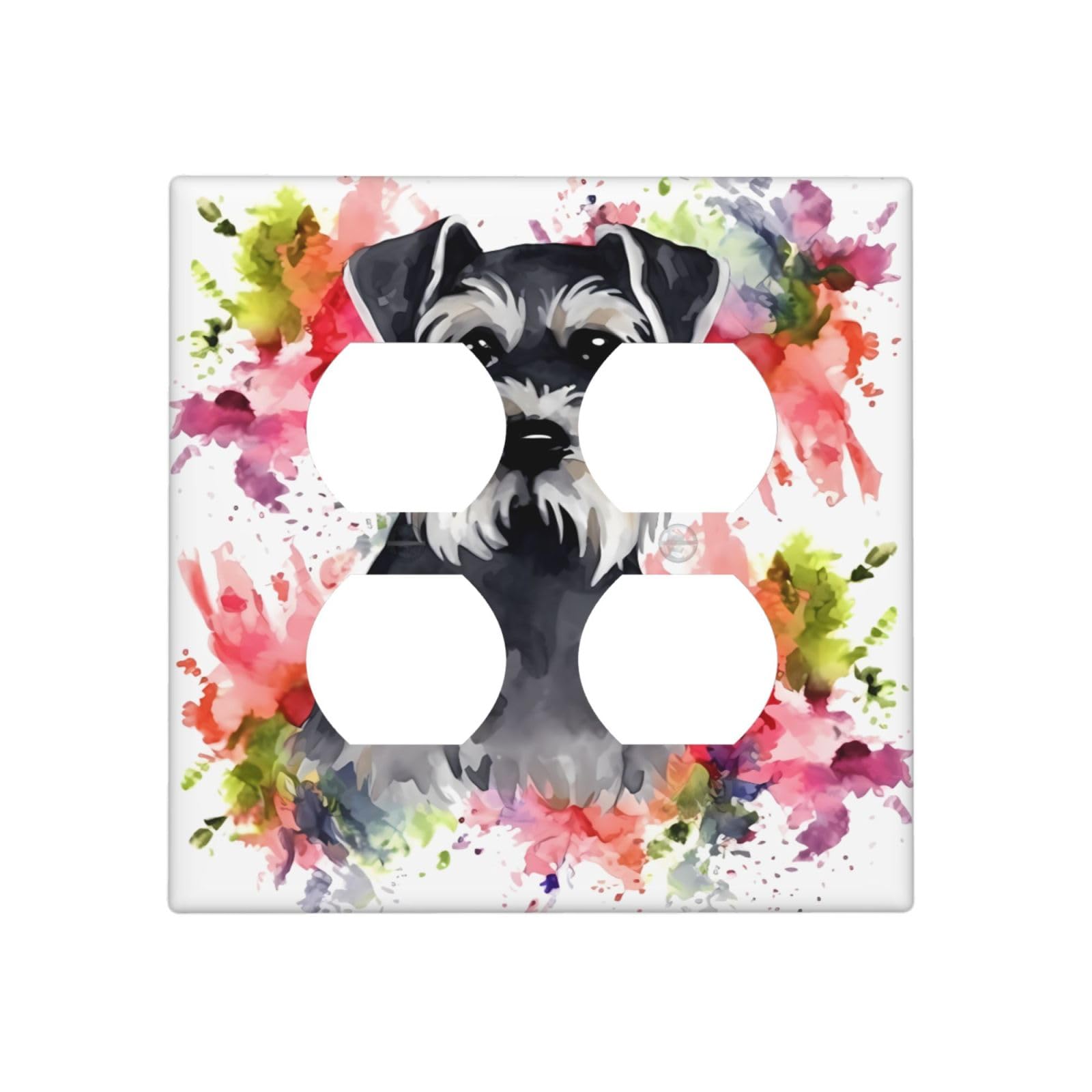 Kloph Style J Decorator Wall Plate 2 Gang Light Switch Covers Schnauzer Wallplate Double Toggle Switch Plate Mid-Size Electrical Outlet Covers Decorative Wall Switch Plate Cover