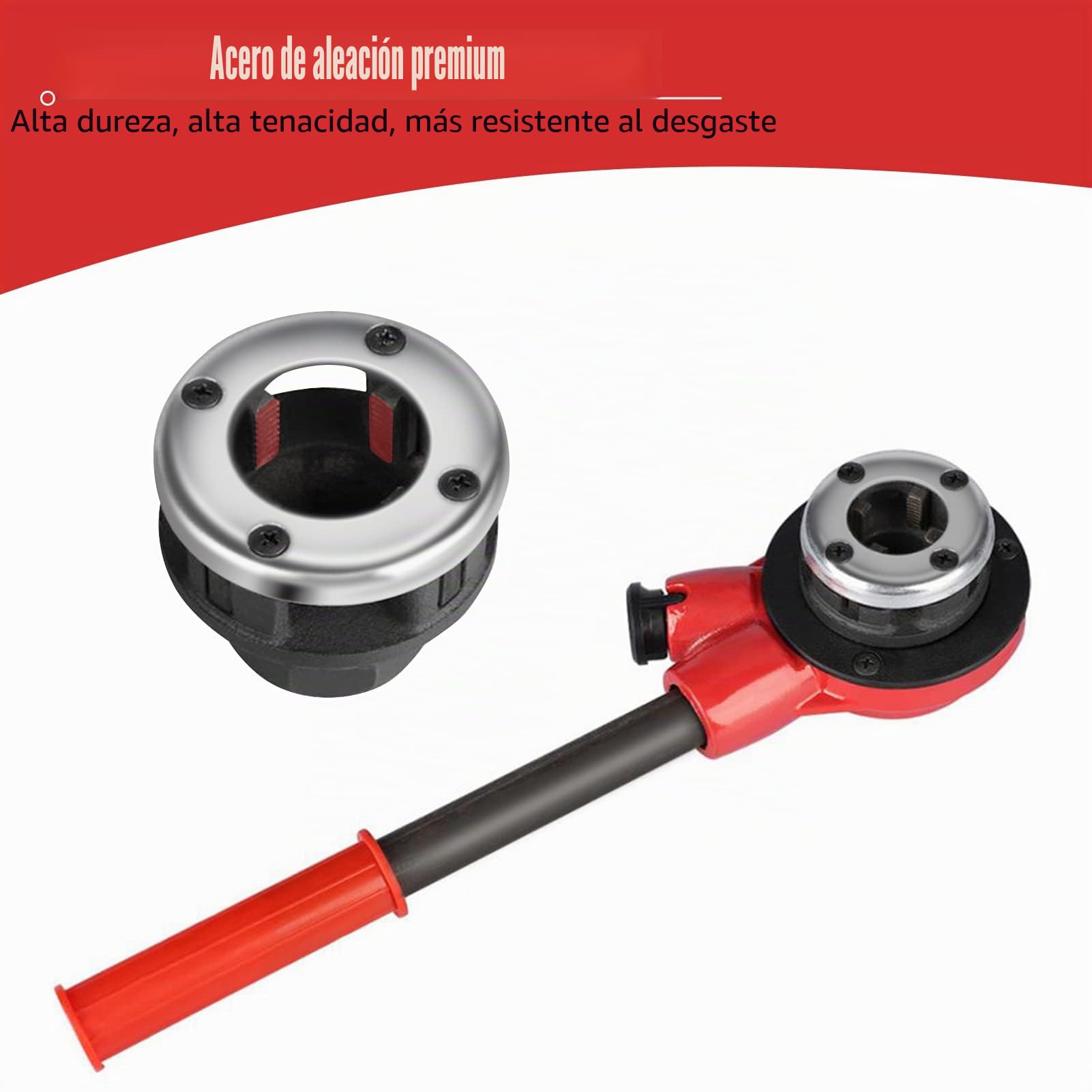 Terraja Manual, Juego de Machos de Roscar para Tubo, Kit de Roscas para Mangueras Hidráulicas Manuales de 1/2", 3/4", 1", 1-1/4", Juego de Cadenas de Maleta de Mano para Hidráulicos