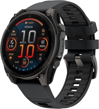 Sport Silicone Replacement Strap 22mm Compatible for Garmin Fenix 8/Fenix 7/Fenix 6/Fenix 6 Pro/Fenix 5/Fenix 5 Plus/Forerunner 955/Forerunner 945/Forerunner 935/Approach S60 Black