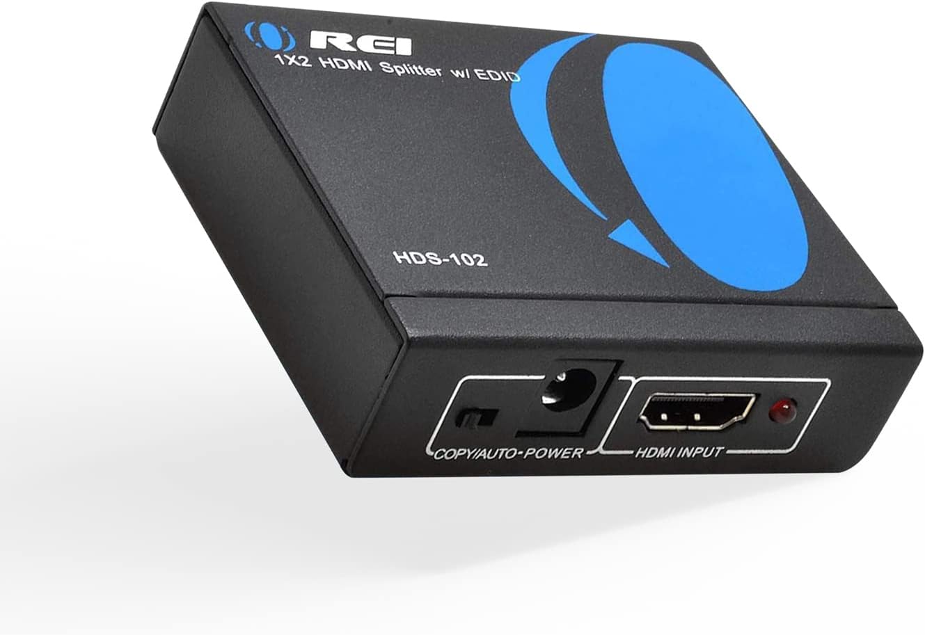 OREI 4K 1 in 2 Out HDMI Splitter - Ultra HD 4K @ 30 Hz 1x2 V. 1.4 HDCP, Power HDMI Supports 3D Full HD 1080P for Xbox, PS4 PS3 Fire Stick Blu Ray Apple TV HDTV - Adapter Included