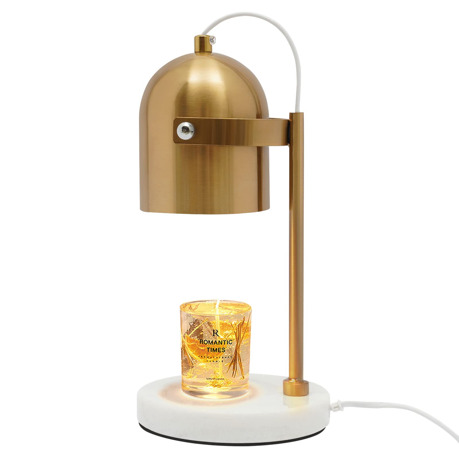 XIANXUS Candle Lamp Warmer with Dimmer, Candle Warmer Lamps Timed Dimming Heat Night Light with Timer 2 Bulbs Scented Wax Adjustable Lampshade for Home Decor Gold (Gold)