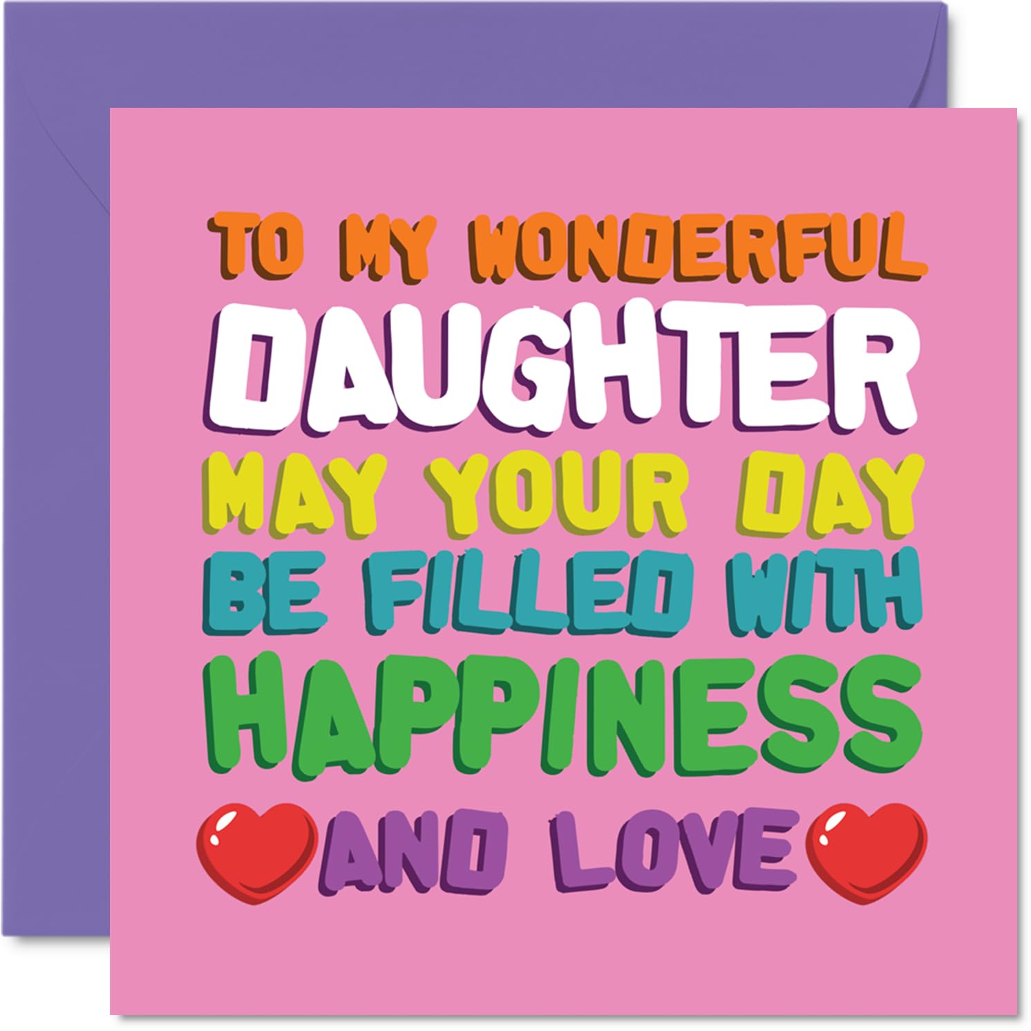 Daughter Birthday Card - Happiness And Love - Happy Birthday Card for Daughter from Dad Mum, 145mm Happiness And Love Bday Greeting Cards