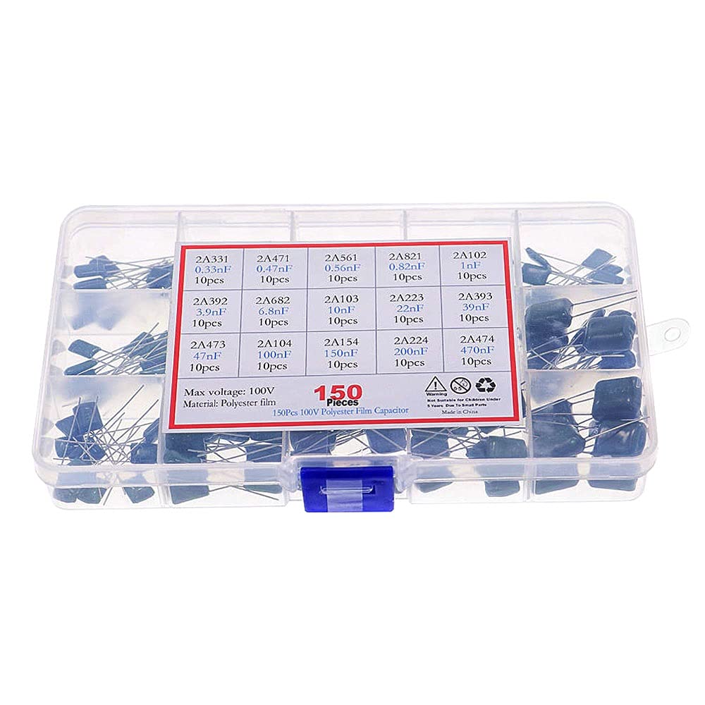 Condensateur film polyester 100V assortiment 150 pièces composant électronique de rechange