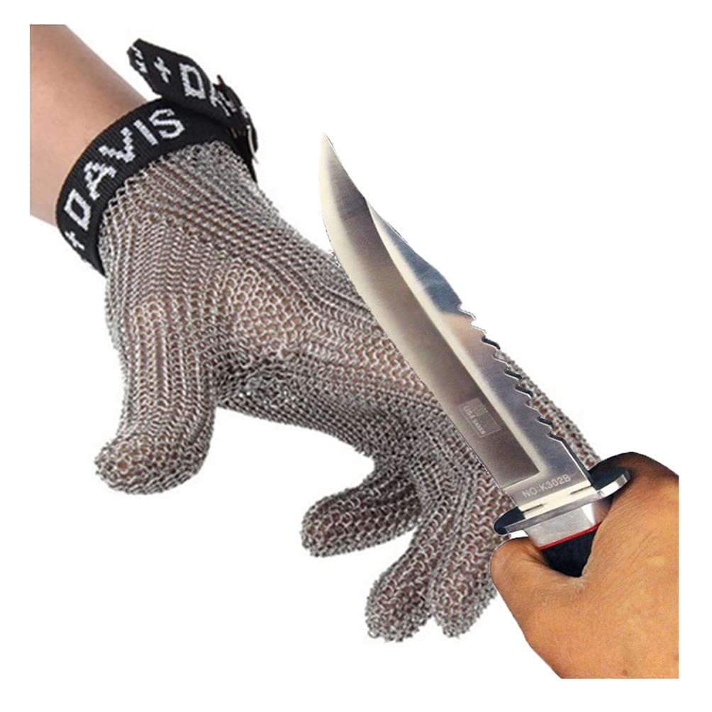 2 PCS Cut Resistant Gloves Odporne Na Przecięcie Rękawice Rękawice Z Kolczugą, Rękawice Ochronne Dla Mechaników Krawieckich, Z Nylonowym Paskiem Na Nadgarstek (Size : 2 PCS/XXL)